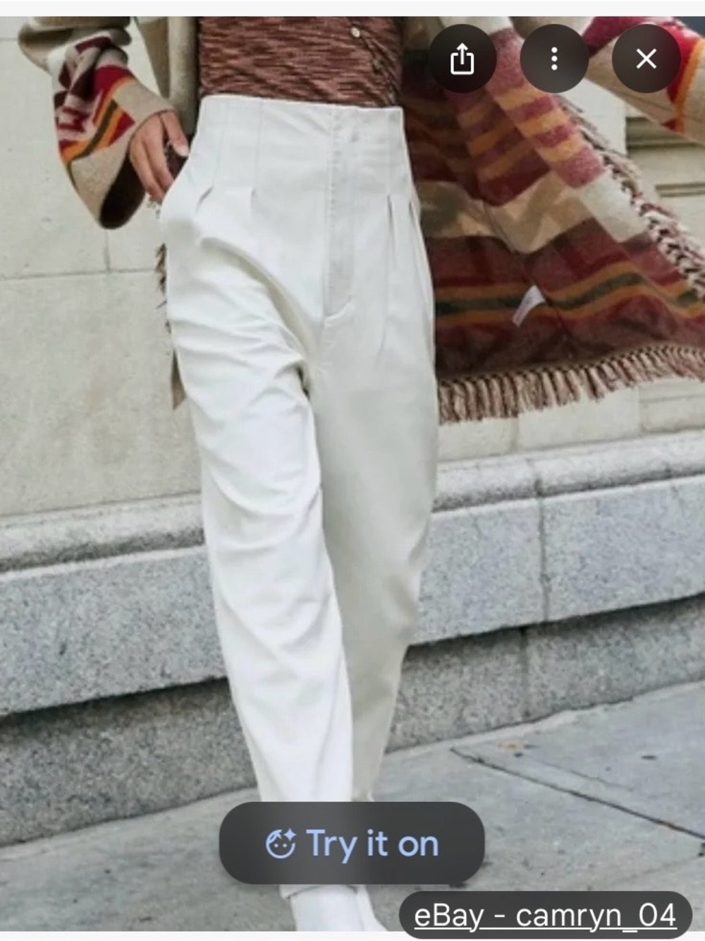 Free People Cream High-Rise Straight Leg Trousers